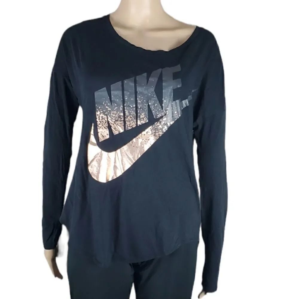 Nike Black & Gold Oversized Long Sleeve T-Shirt